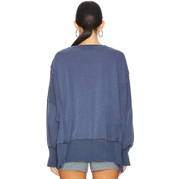 NWT Free People We the Free Camden Graphic 13 Combo Navy Sweatshirt Pullover - Picture 5 of 8